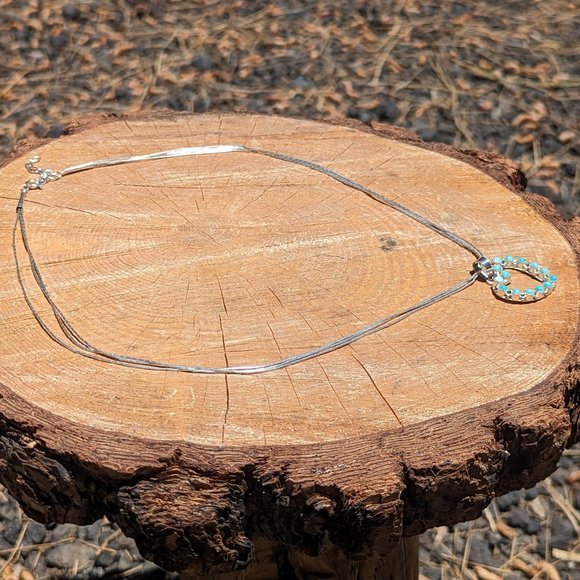 Navajo Kingman Turquoise Heart Pendant Liquid‎ Sterling Silver Chain Necklace*** - Picture 9 of 11